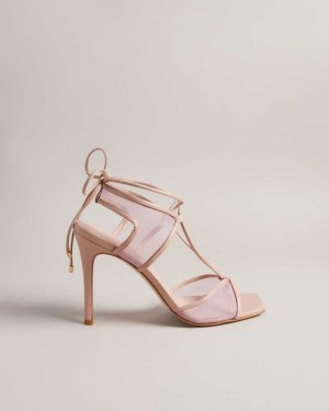 Light Pink Ted Baker Junera Mesh Tie Strap Sandals | US0002146