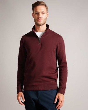 Maroon Ted Baker Antram Half Zip Funnel Neck Pullover | US0001048