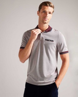 Maroon Ted Baker Chipa Short Sleeve Polo Shirt | US0000503