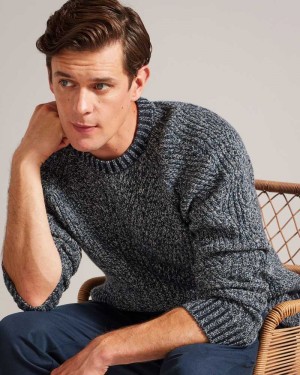 Medium Blue Ted Baker Adylo Long Sleeve Engineered Knit Jumper | US0000399