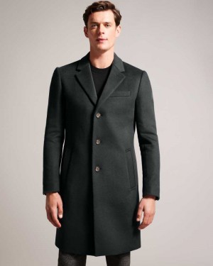 Medium Green Ted Baker Rueby Fitted Wool Blend City Coat Coats | US0000197