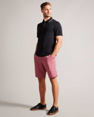 Medium Pink Ted Baker Estate Geometric Print Cotton Shorts | US0000663