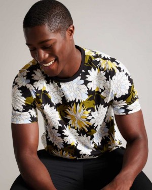 Multicoloured Ted Baker Florid Short Sleeve Floral Print T-Shirt | US0000887