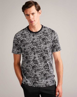 Multicoloured Ted Baker Tenant Short Sleeve Leaf Print T-Shirt | US0000919