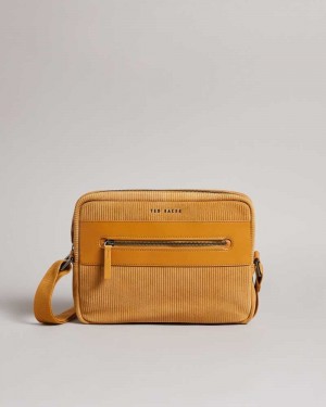 Mustard Ted Baker Anty Corduroy Suede Crossbody Bag | US0001317