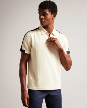 Natural Ted Baker Abloom Short Sleeve Polo Shirt With Zip | US0000481