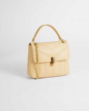 Natural Ted Baker Ayalina Leather Quilted Mini Crossbody Bag | US0001280