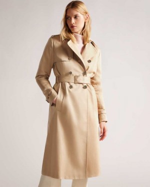 Natural Ted Baker Robbii Lightweight Showerproof Trench Coat Coats | US0000187