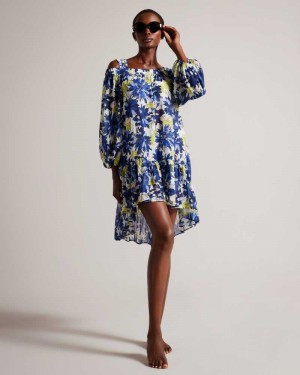 Natural Ted Baker Rossey Floral Off The Shoulder Cover Up | US0000837