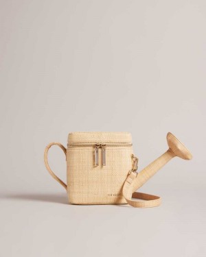 Natural Ted Baker Watrcan Straw Watering Can Cross Body Bag | US0001296