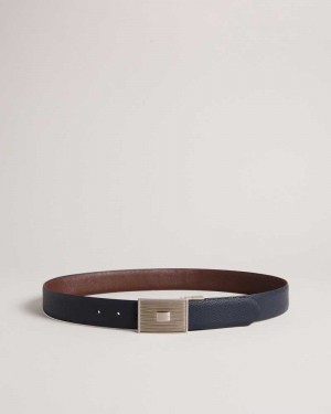 Navy Ted Baker Aydon Textured Buckle Belt | US0001655