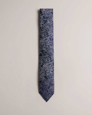 Navy Ted Baker Belice Floral Jacquard Silk Tie | US0002009