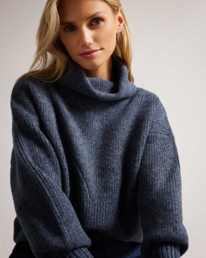 Navy Ted Baker Cchloe High Neck Sweater | US0000361