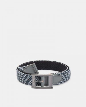 Navy Ted Baker Columm Reversible Elastic Belt | US0001652