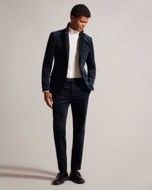 Navy Ted Baker Durhamt Slim Fit Corduroy Trousers | US0000764