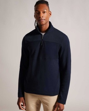 Navy Ted Baker Gazine Long Sleeve Half Zip Pullover | US0000402