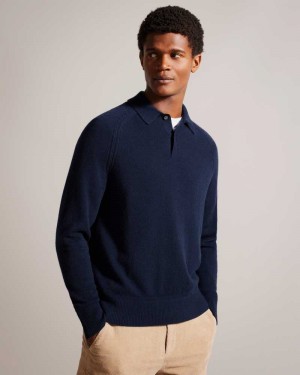 Navy Ted Baker Karolt Cashmere Polo Neck Jumper | US0000329