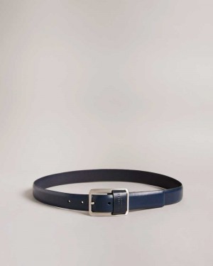 Navy Ted Baker Koen Centre Bar Buckle Belt | US0001624