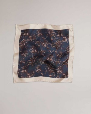 Navy Ted Baker Leefpok Silk Floral Pocket Square | US0002005