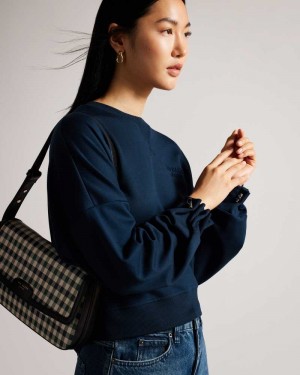 Navy Ted Baker Orietta Sweatshirt With Pleat Detail | US0001057