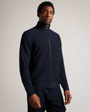 Navy Ted Baker Phloem Zip Through Funnel Neck Jacket | US0000330