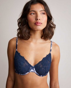 Navy Ted Baker Refa Underwired Lace Bra | US0000456