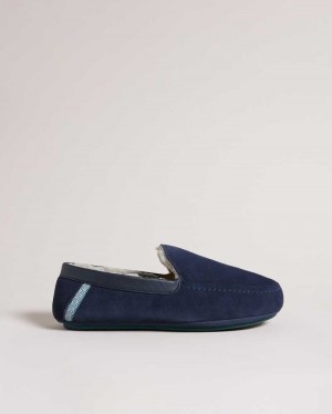 Navy Ted Baker Vallant Moccasin Slippers | US0002174