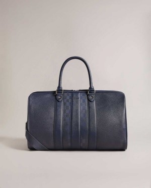 Navy Ted Baker Waylin House Check PU Holdall | US0001592