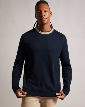 Navy Ted Baker Zylem Long Sleeve Soft Touch Sweatshirt | US0000799