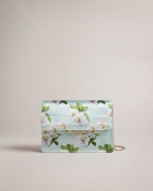 Pale Green Ted Baker Jenil Floral Satin Crossbody Bag | US0001305