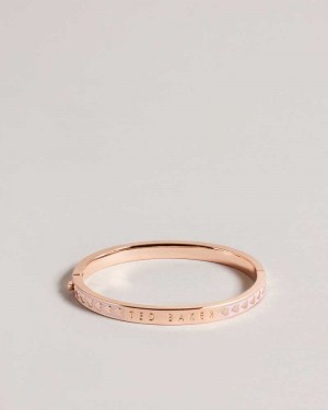 Pale Pink Ted Baker Eellie Enamel Heart Bangle Bangles | US0001735