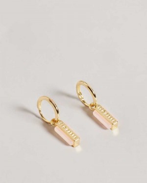 Pale Pink Ted Baker Gwennie Gem Bar Huggie Earrings Earrings | US0001787