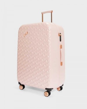 Pink Ted Baker Bellu Bow Detail Large Trolley Suitcase | US0001494