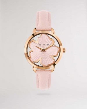 Pink Ted Baker Lilann Magnolia Dial Leather Strap Watch | US0002038