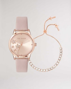 Pink Ted Baker Starlim Star Watch And Bracelet Gift Set | US0002043