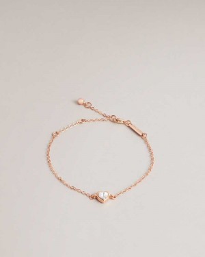 Rose Gold Colour Ted Baker Hansaa Crystal Heart Bracelet Bracelets | US0001762