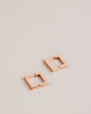 Rose Gold Colour Ted Baker Saadiey Large Square Hinge Earrings Earrings | US0001826