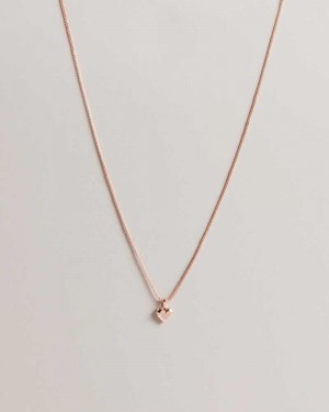 Rose Gold Colour Ted Baker Sarroha Sparkle Heart Pendant Necklace Pendant Necklace | US0001868