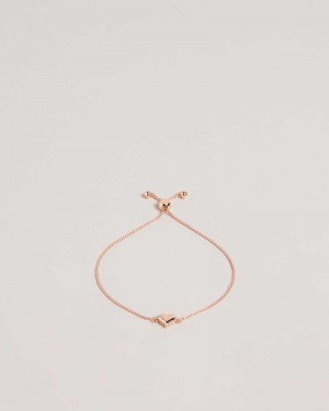 Rose Gold Colour Ted Baker Sarsah Sparkle Heart Drawstring Bracelet Bracelets | US0001750