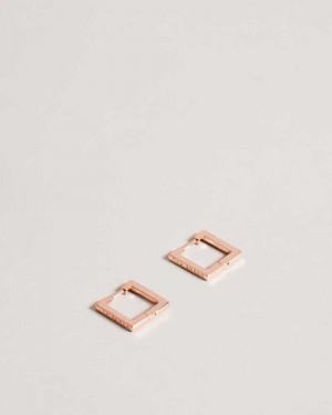 Rose Gold Colour Ted Baker Senrii Small Square Hinge Earrings Earrings | US0001817