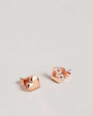 Rose Gold Colour Ted Baker Sersy Sparkle Heart Stud Earrings Earrings | US0001801