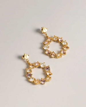 SH PL GOLD Ted Baker Crissty Crystal Hoop Drop Earrings Earrings | US0001807