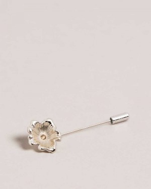 Silver Colour Ted Baker Floorle Magnolia Lapel Pin | US0001661