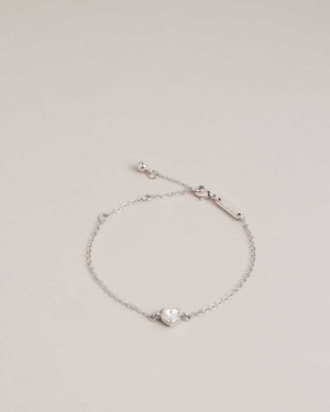 Silver Colour Ted Baker Hansaa Crystal Heart Bracelet Bracelets | US0001745