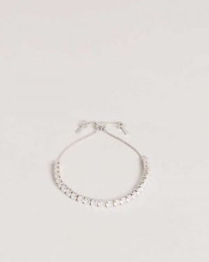 Silver Colour Ted Baker Melrah Crystal Drawstring Bracelet Bracelets | US0001740