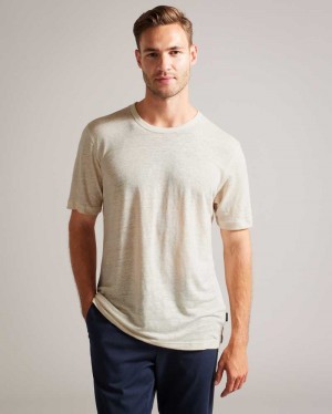 Stone Ted Baker Linlo Short Sleeve Linen T-Shirt | US0000889