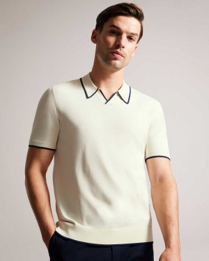 Stone Ted Baker Stortfo Short Sleeve Rayon Polo Shirt | US0000526