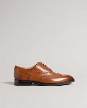 Tan Ted Baker Amaiss Formal Leather Brogue Shoes | US0002086