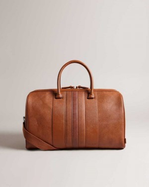 Tan Ted Baker Evyday Striped PU Holdall | US0001593