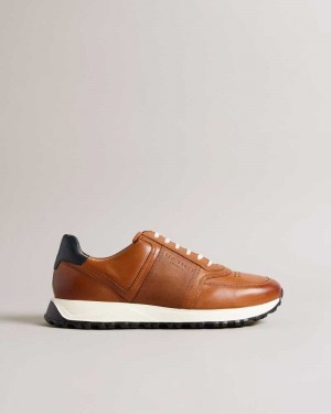 Tan Ted Baker Frayne Saffiano Leather Sneakers | US0002186